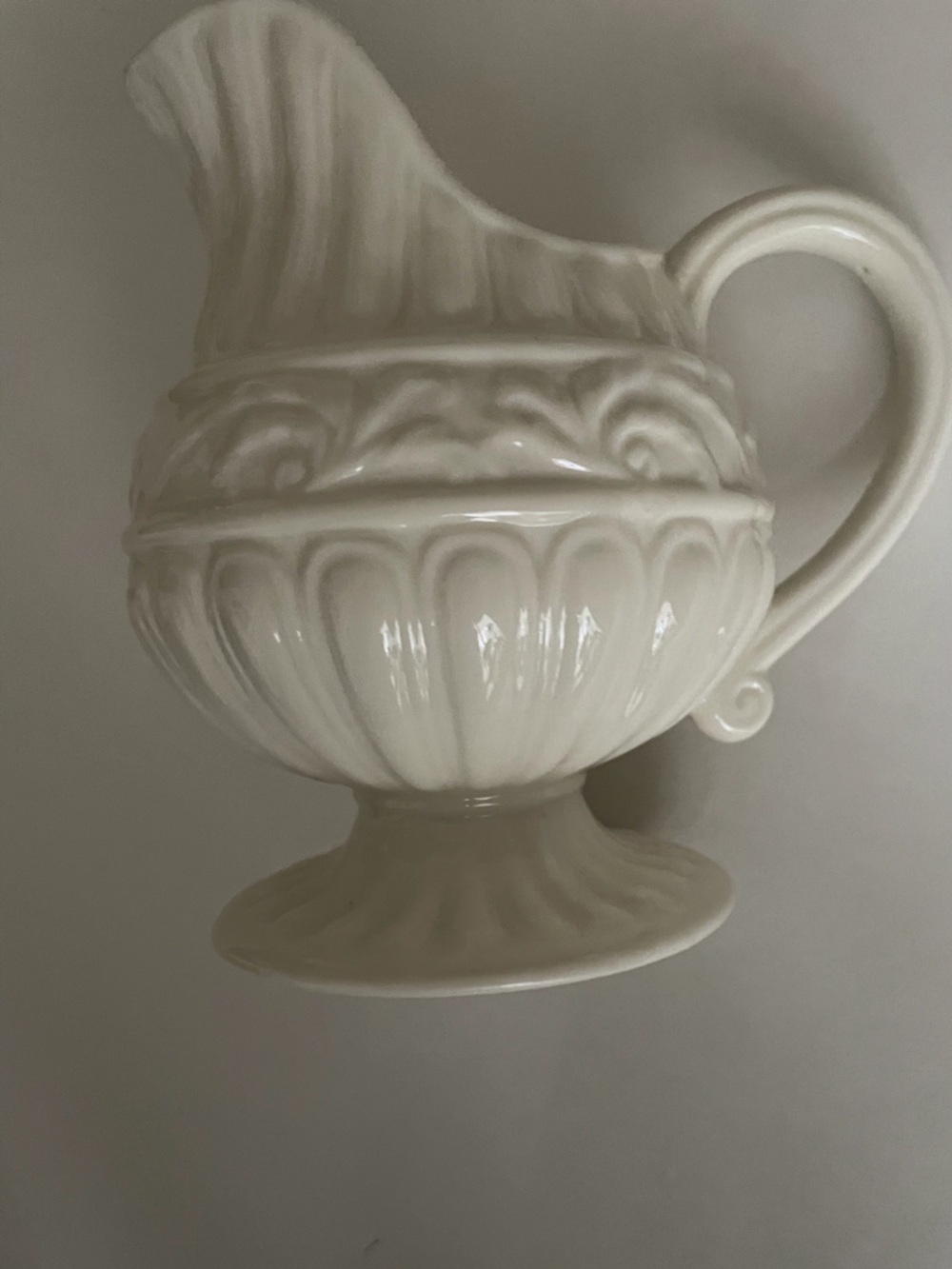 Two's Company Ivory Ceramic Embossed  Pitcher
